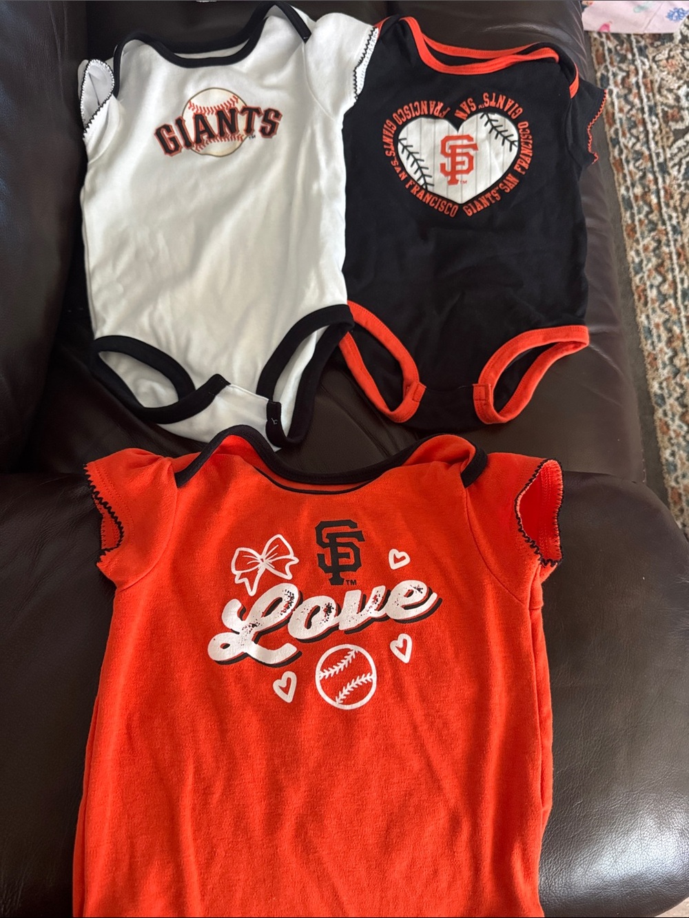 Baby Girls' 3-Pack Bodysuit Set - Orange, Black, White